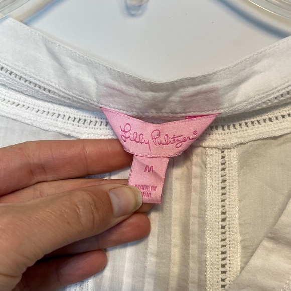 Lilly Pulitzer White Embroidered Cotton Alfa Tunic Top Swim Cover Up Sz M - Picture 6 of 11